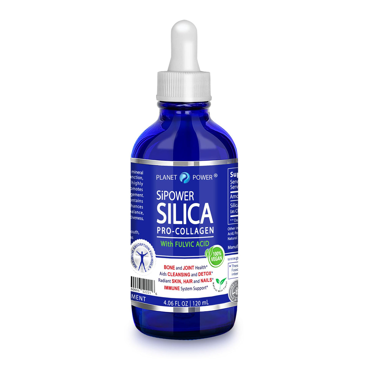 Planet Power SiPower silica bottle for bones and joints.