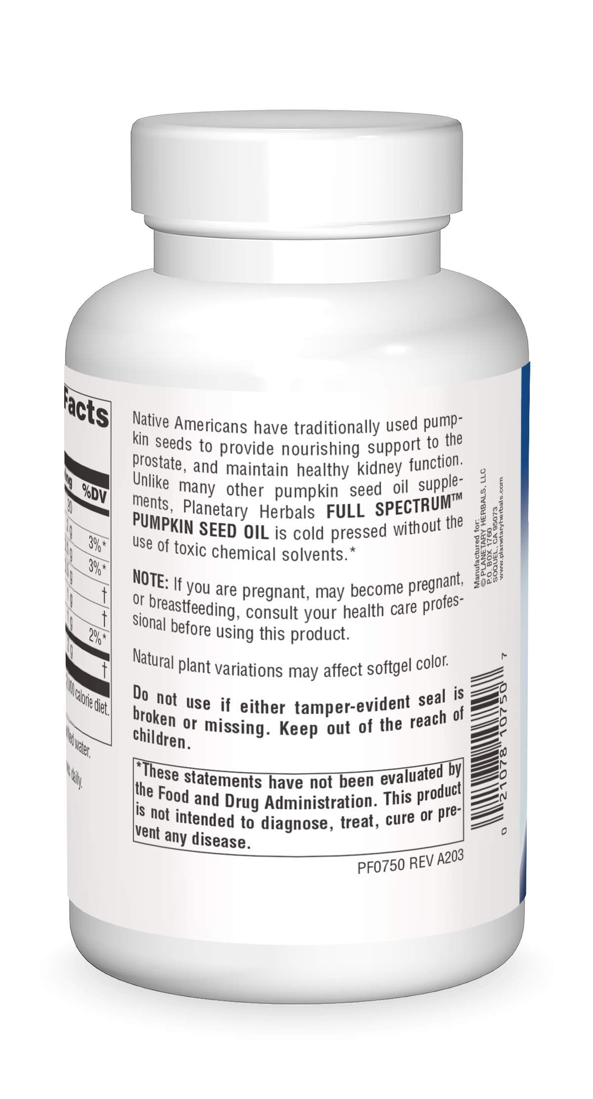 Planetary Herbals pumpkin seed oil capsules for convenient daily use