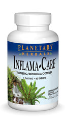 Planetary Herbals Inflama-Care bottle showing turmeric and boswellia for joint comfort.