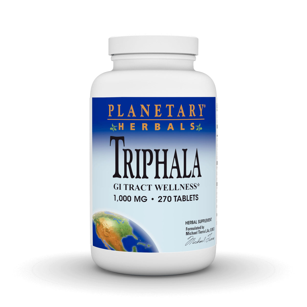 Planetary Herbals Triphala 1000mg bottle provides convenient daily GI support.