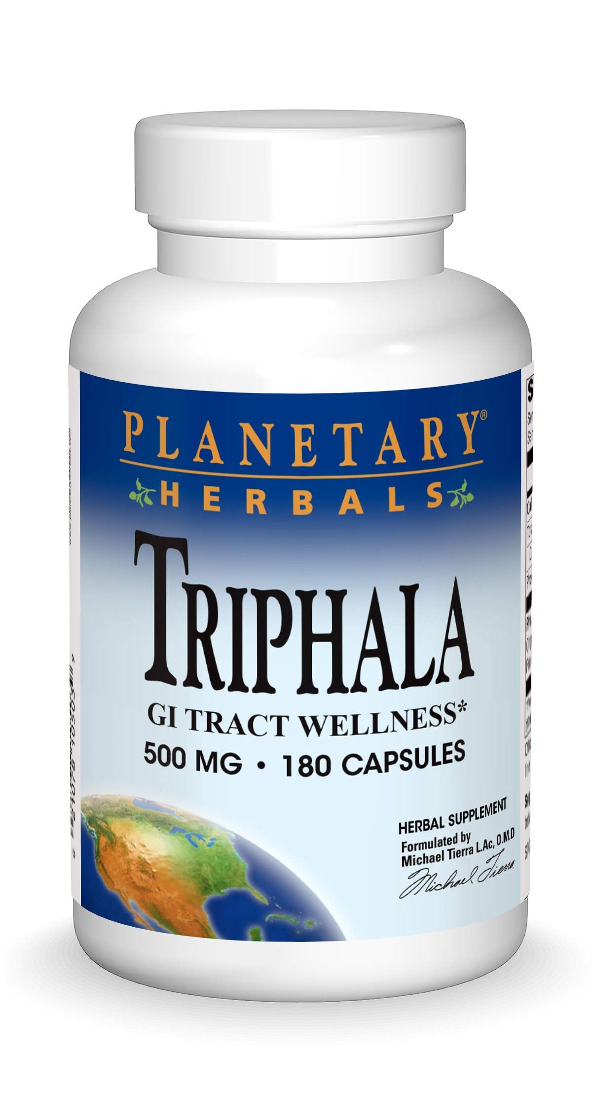 Planetary Herbals Triphala internal cleanser bottle for daily digestive support.