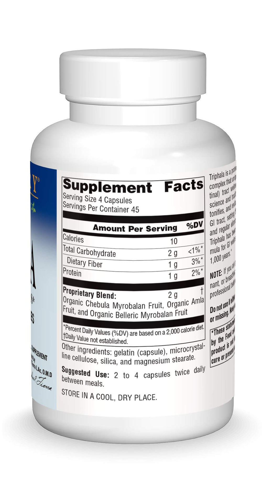 Planetary Herbals Triphala label front showing ingredients and quality.