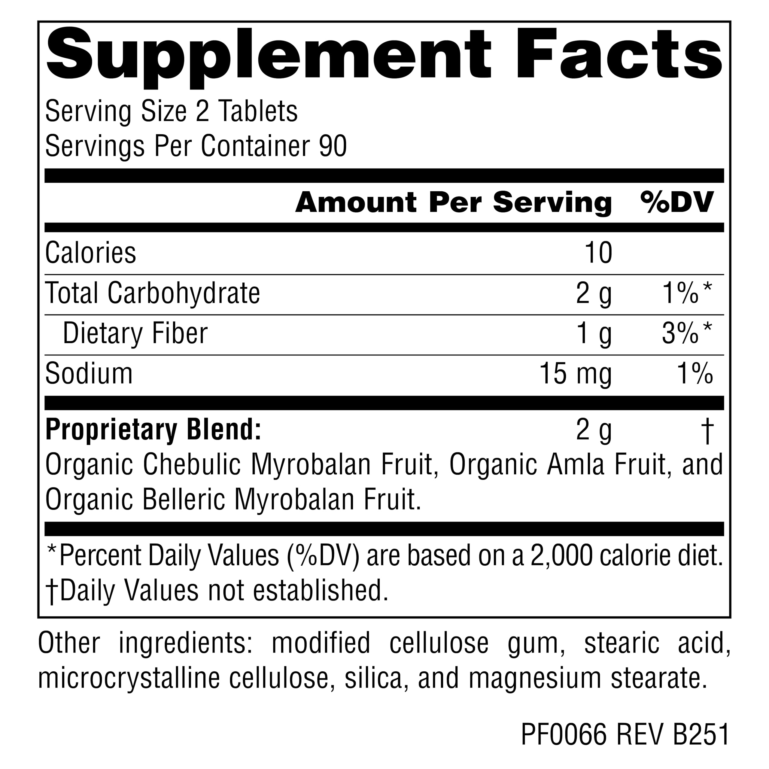 Planetary Herbals Triphala tablets closeup highlighting easy-to-take tablets for daily GI support