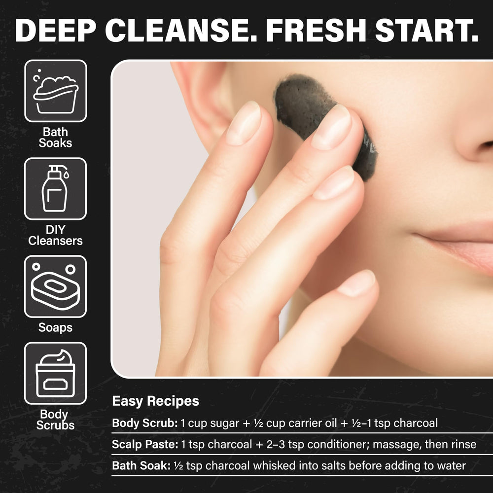 Plant Guru carbón activado coco uso diario: complemento para rutinas de belleza caseras.