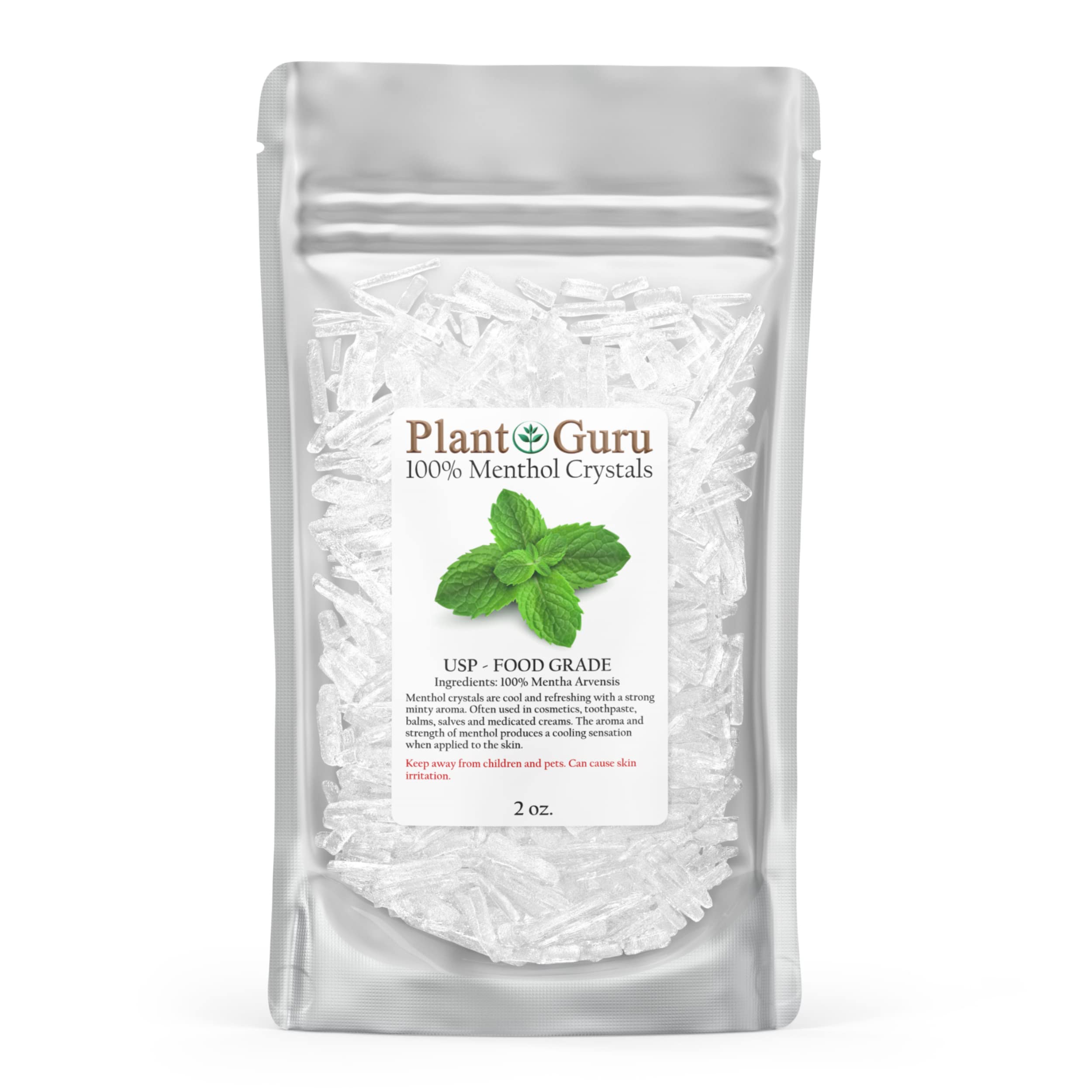 Plant Guru cristales de mentol en botella para cosméticos y aromaterapia