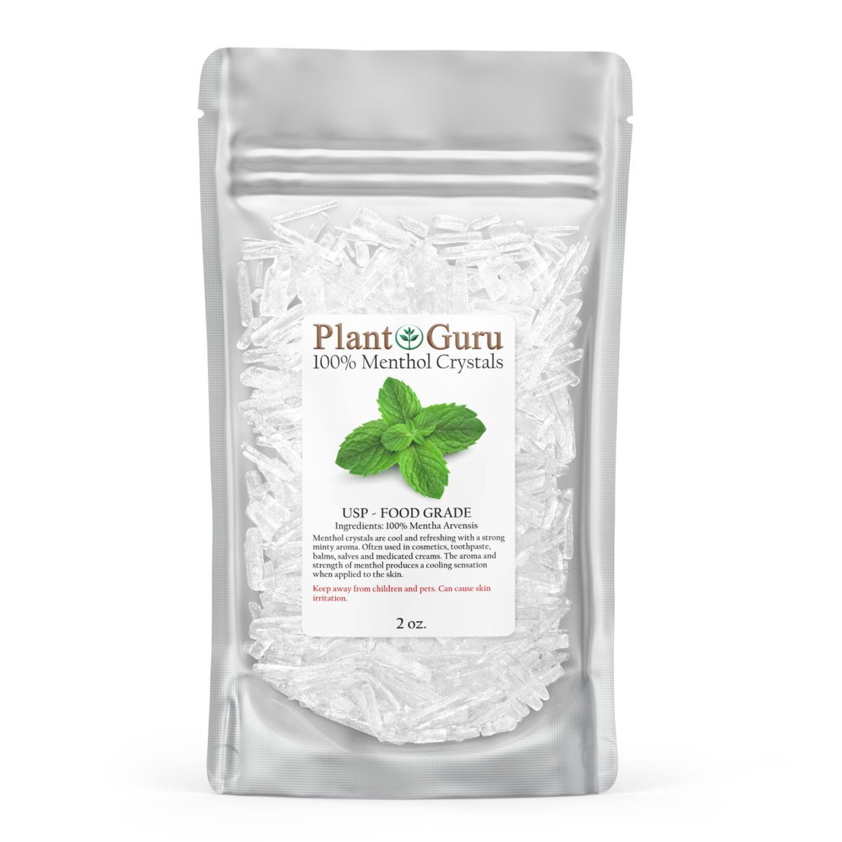 Plant Guru cristales de mentol en botella para cosméticos y aromaterapia