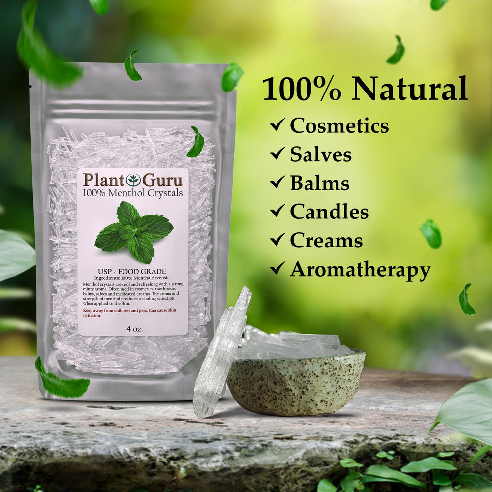 Plant Guru Menthol Crystals used in cosmetic formulation projects.