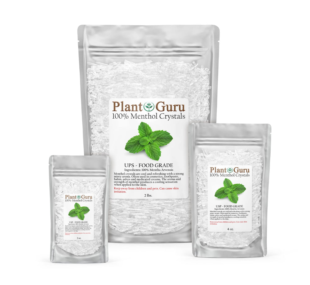 Compact jar of Plant Guru Menthol Crystals for easy use and storage.