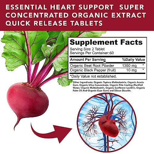 PLANT.O NUTRITION beet root tablets label shows USDA Organic certification