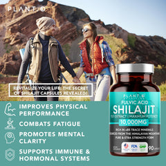 PLANT.O NUTRITION Shilajit capsules close-up illustrating fulvic acid content