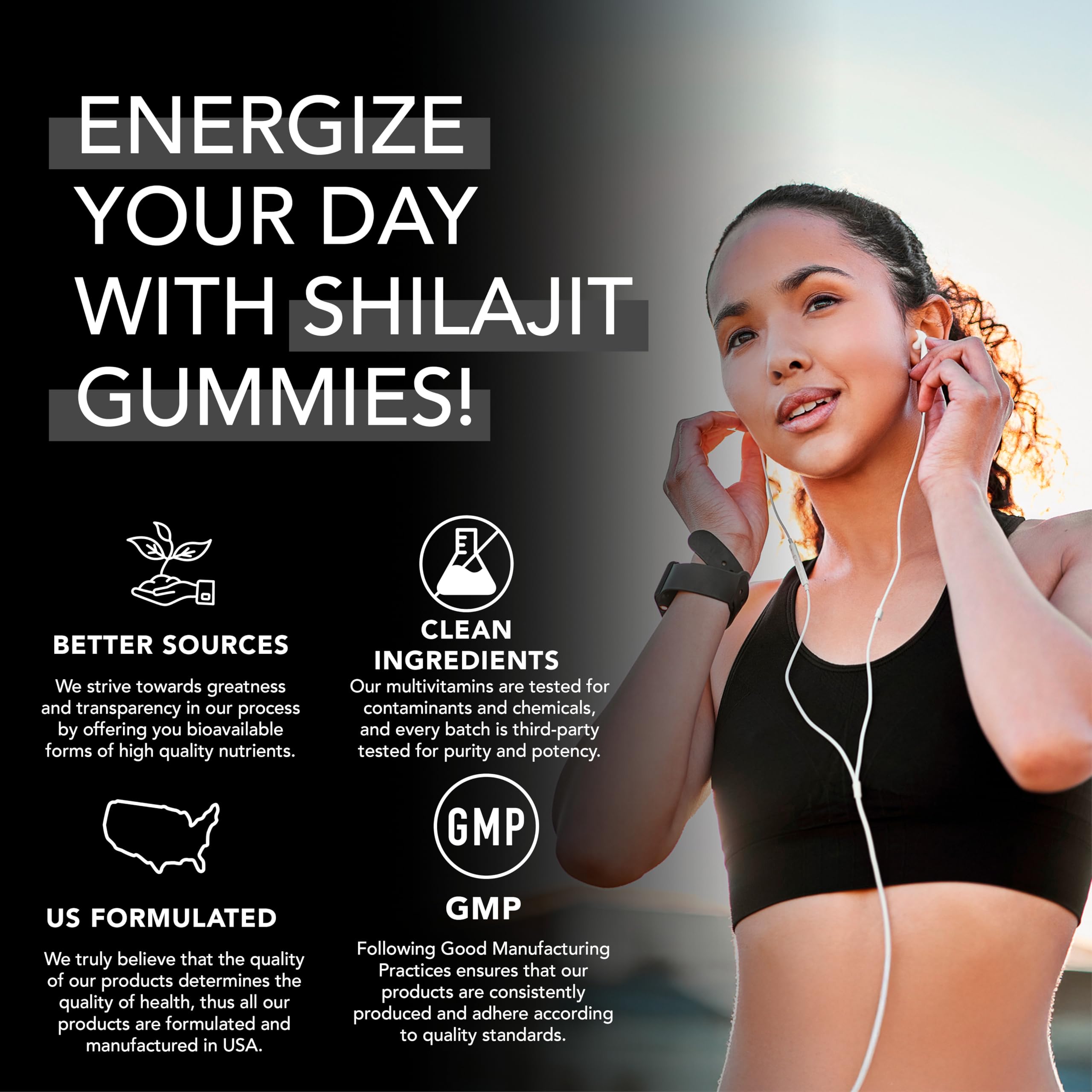PLANT.O NUTRITION Shilajit Gummies two gummies serving tray.