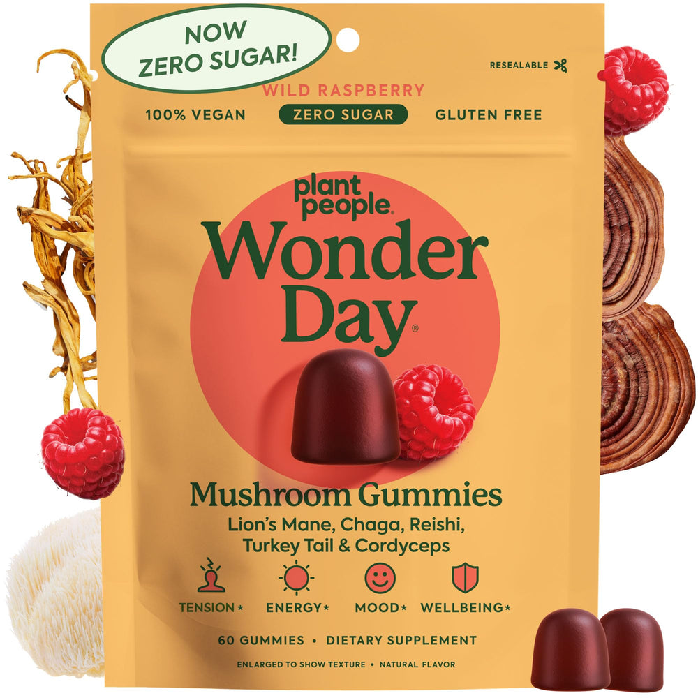 Plant People WonderDay bottle front for daily wellness with vegan gummies.