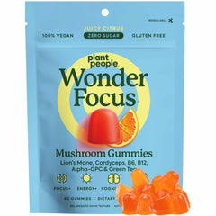 Plant People WonderFocus gummies bottle close-up highlighting focus-friendly ingredients