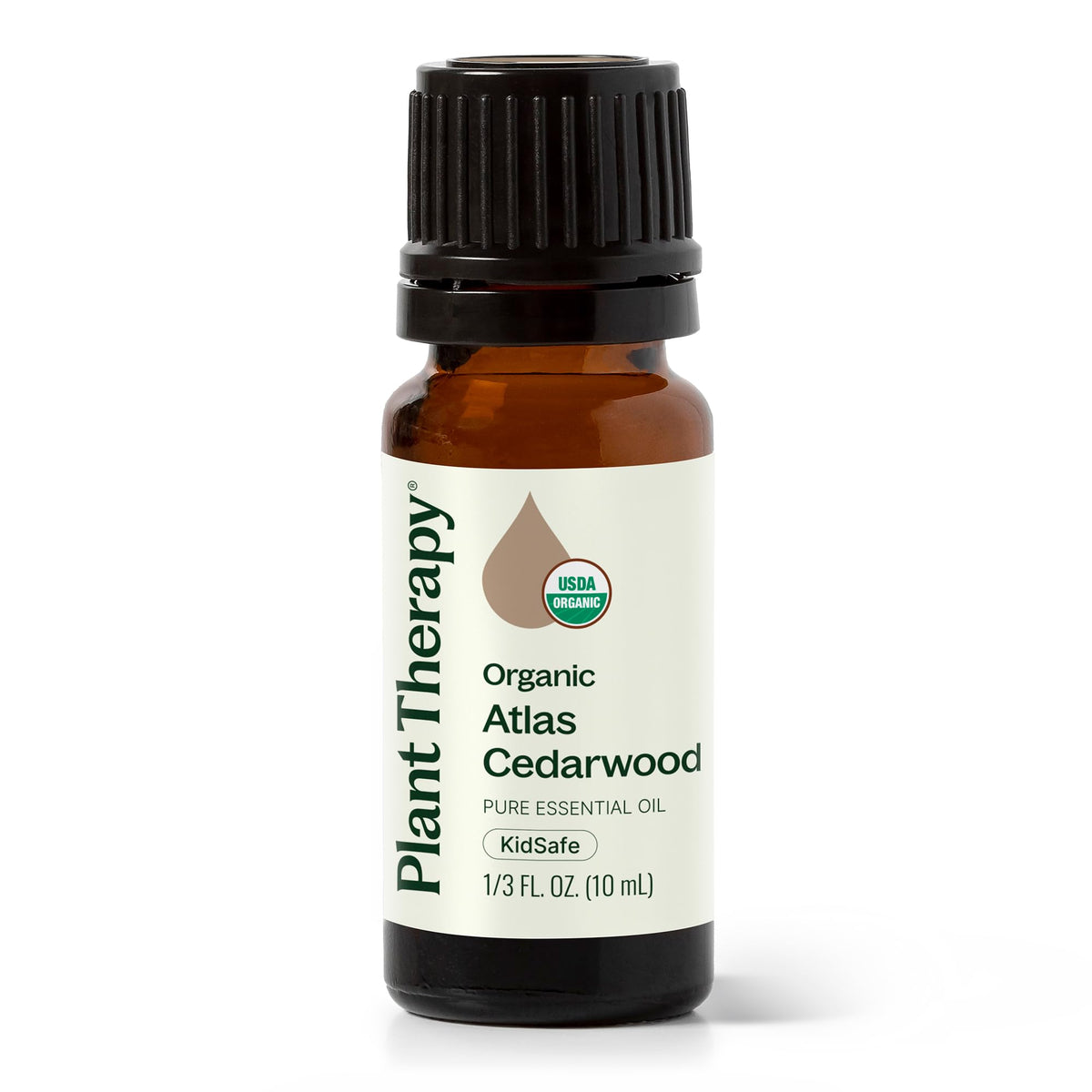 Plant Therapy Atlas Cedarwood essential oil diffuser bottle emits a warm woody aroma for diffusion.