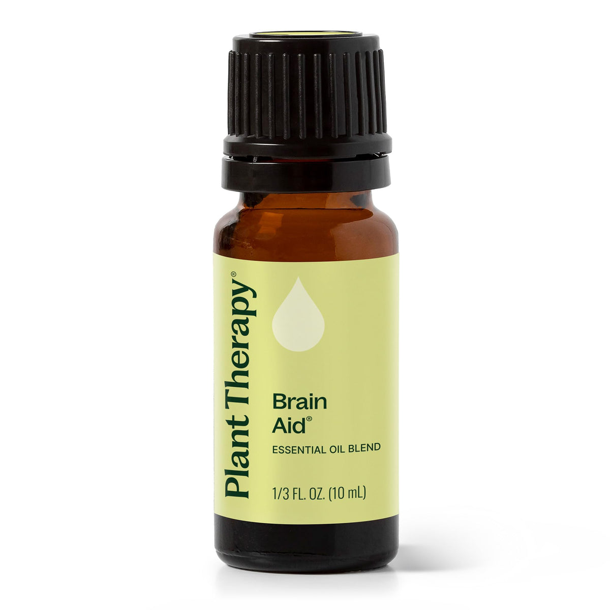 Plant Therapy Brain Aid bottle front, ready-to-use focus blend.