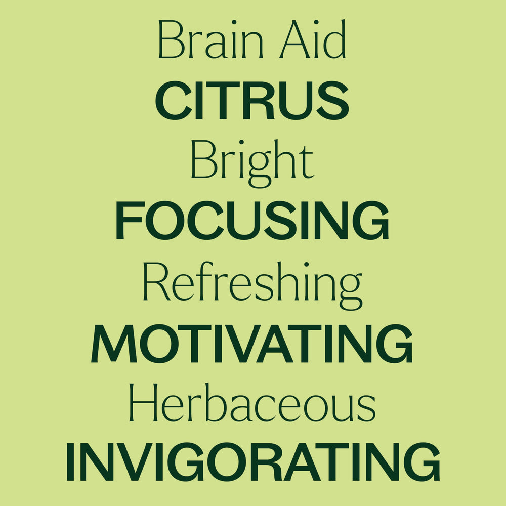 Brain Aid ingredients list highlighting energizing grapefruit and peppermint.