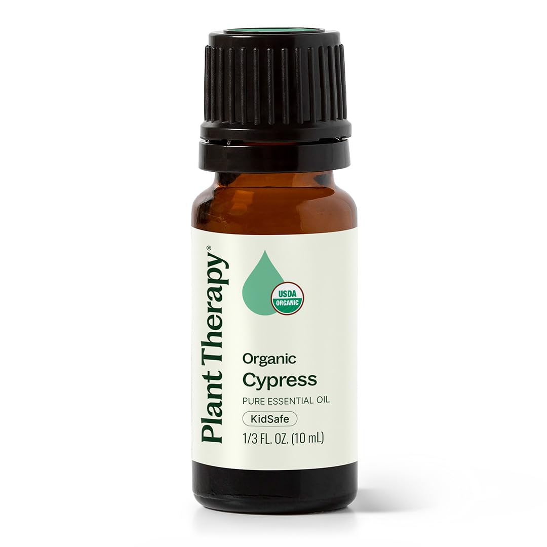 Plant Therapy Cypress Oil 10 mL bottle—pure aroma for calming spaces.