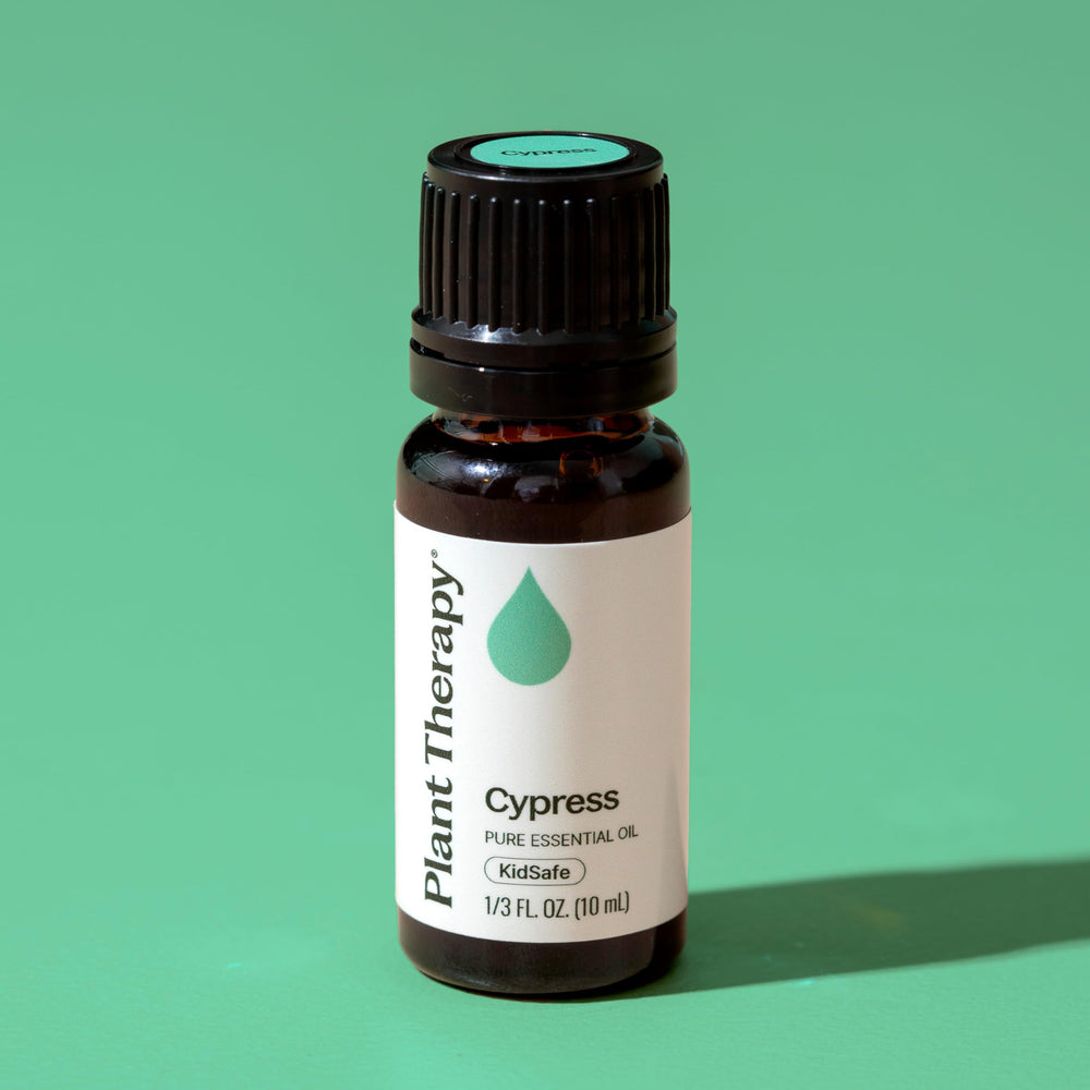 Plant Therapy Cypress Oil packaging emphasizes value