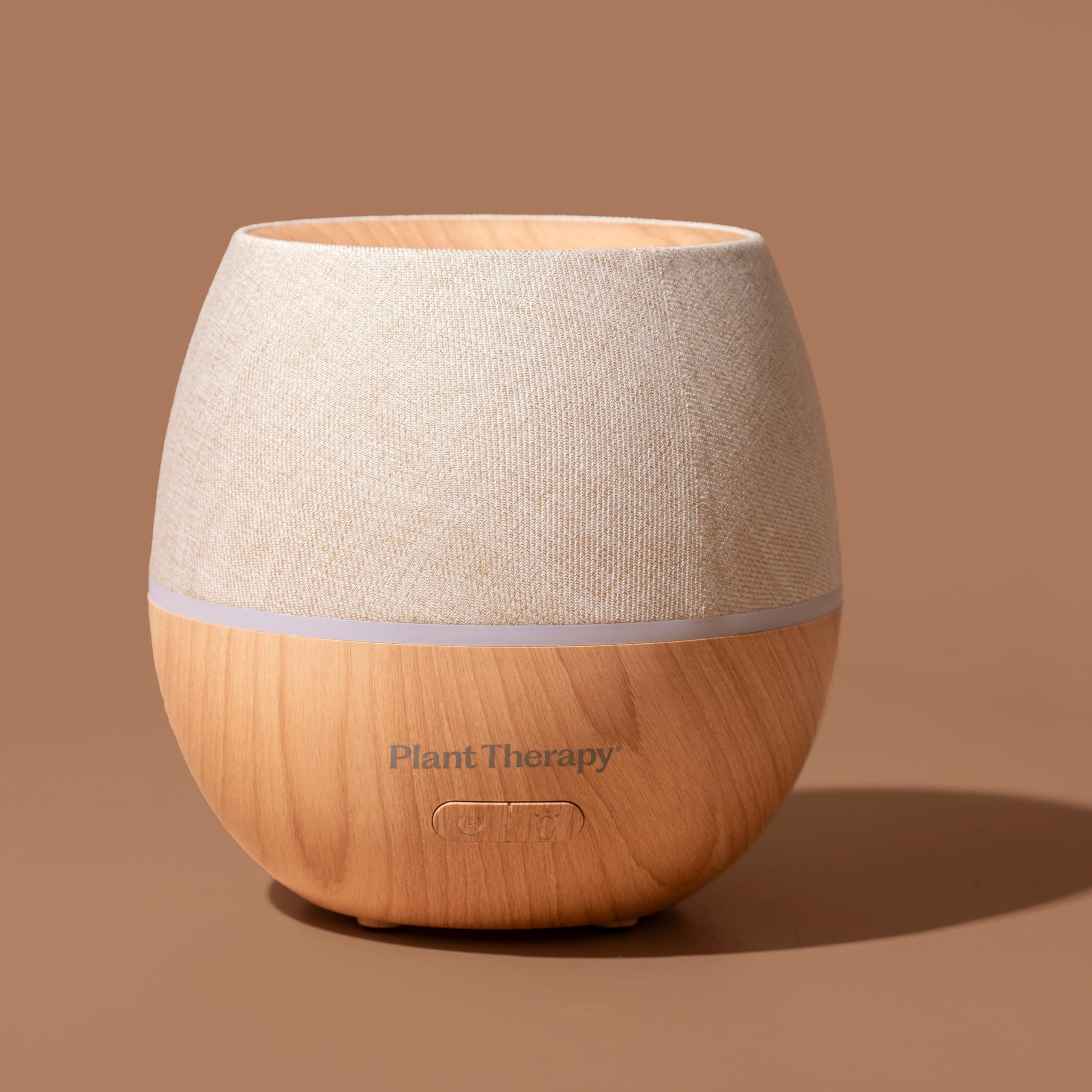 Plant Therapy Drift Linen Diffuser bedroom setup showcases calming scent ambience.