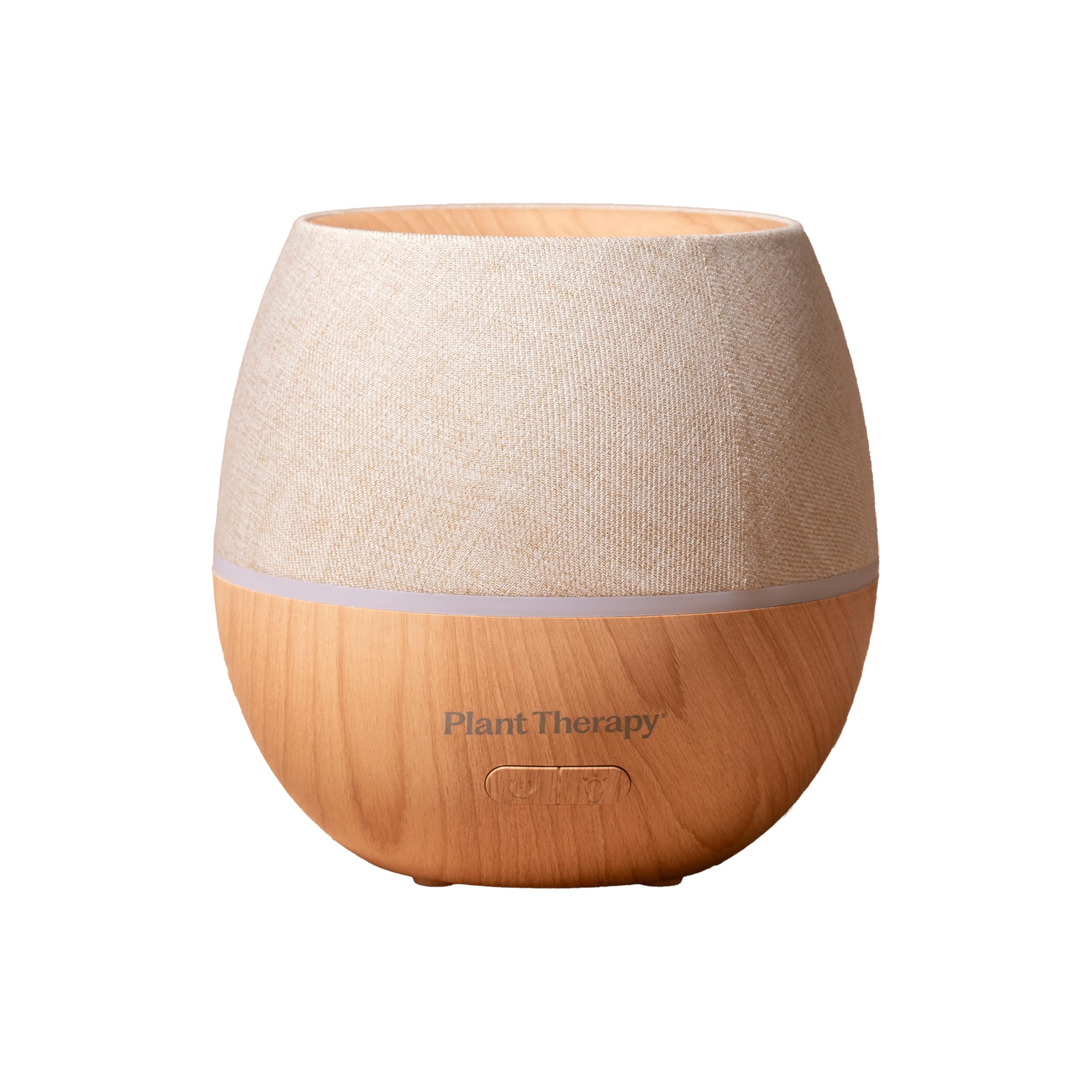 Plant Therapy Drift Linen Diffuser top view with soft linen texture for a serene home look.