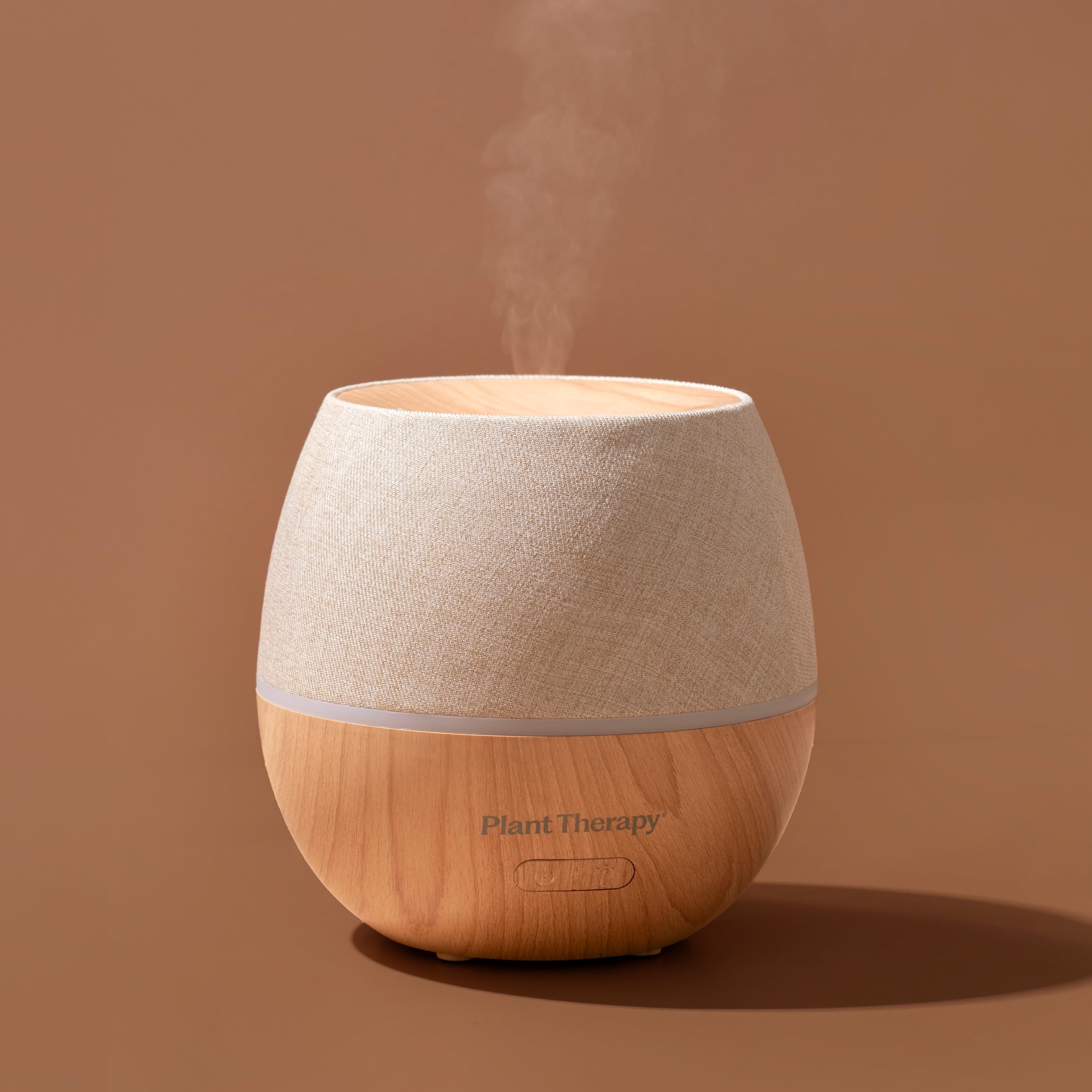 Plant Therapy Drift Linen Diffuser wood-like base provides warm, natural visual appeal.
