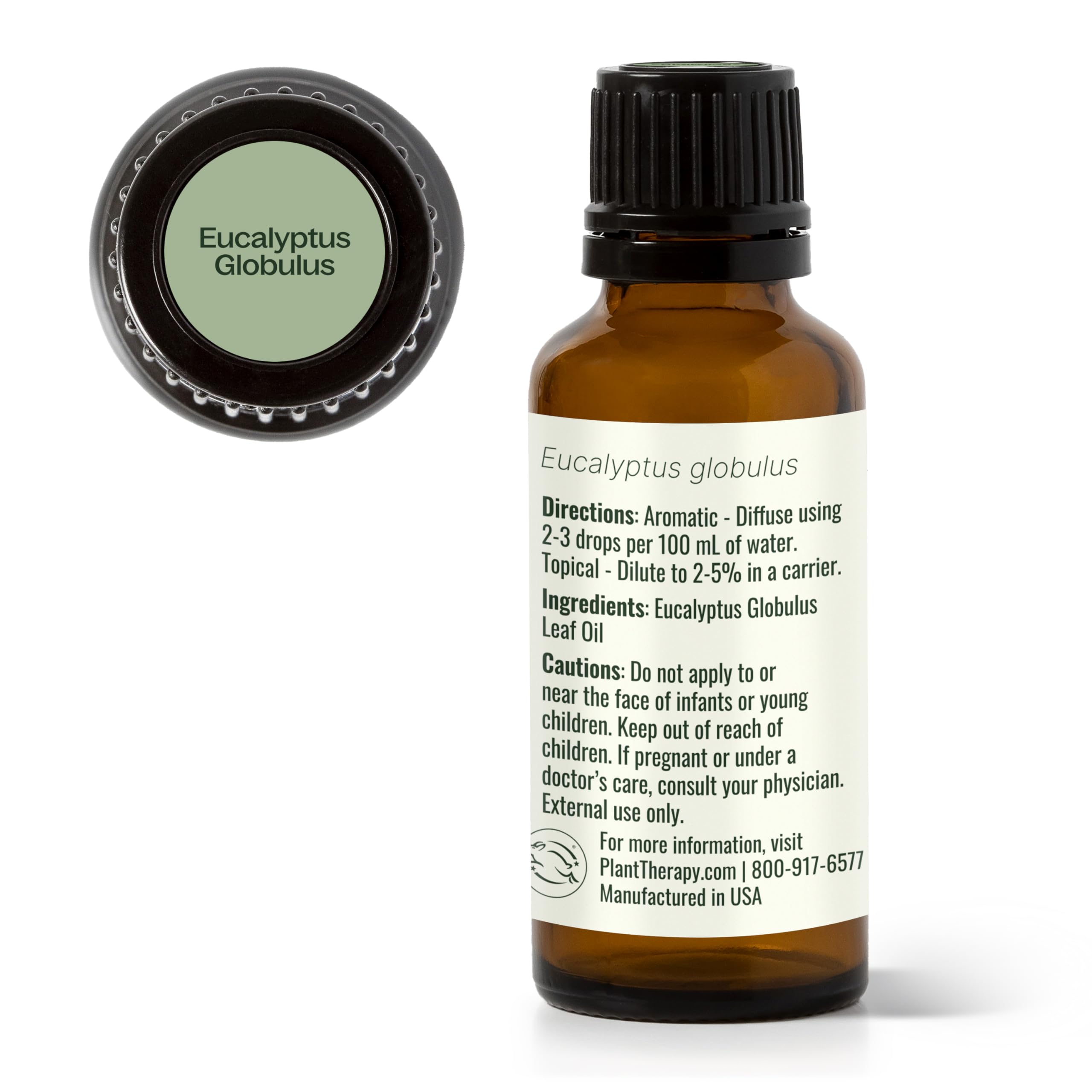 Plant Therapy Eucalyptus Globulus India-origin steam-distilled leaves.