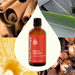 Plant Therapy Germ Fighter dropper pour demonstrates easy, mess-free application.
