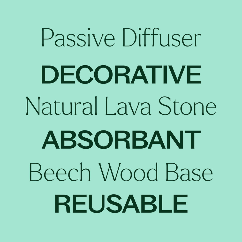 Plant Therapy lava rock diffuser in bedroom for calming ambiance