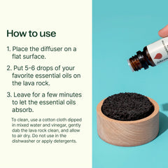 Plant Therapy lava rock diffuser on desk for subtle cordless aromatherapy