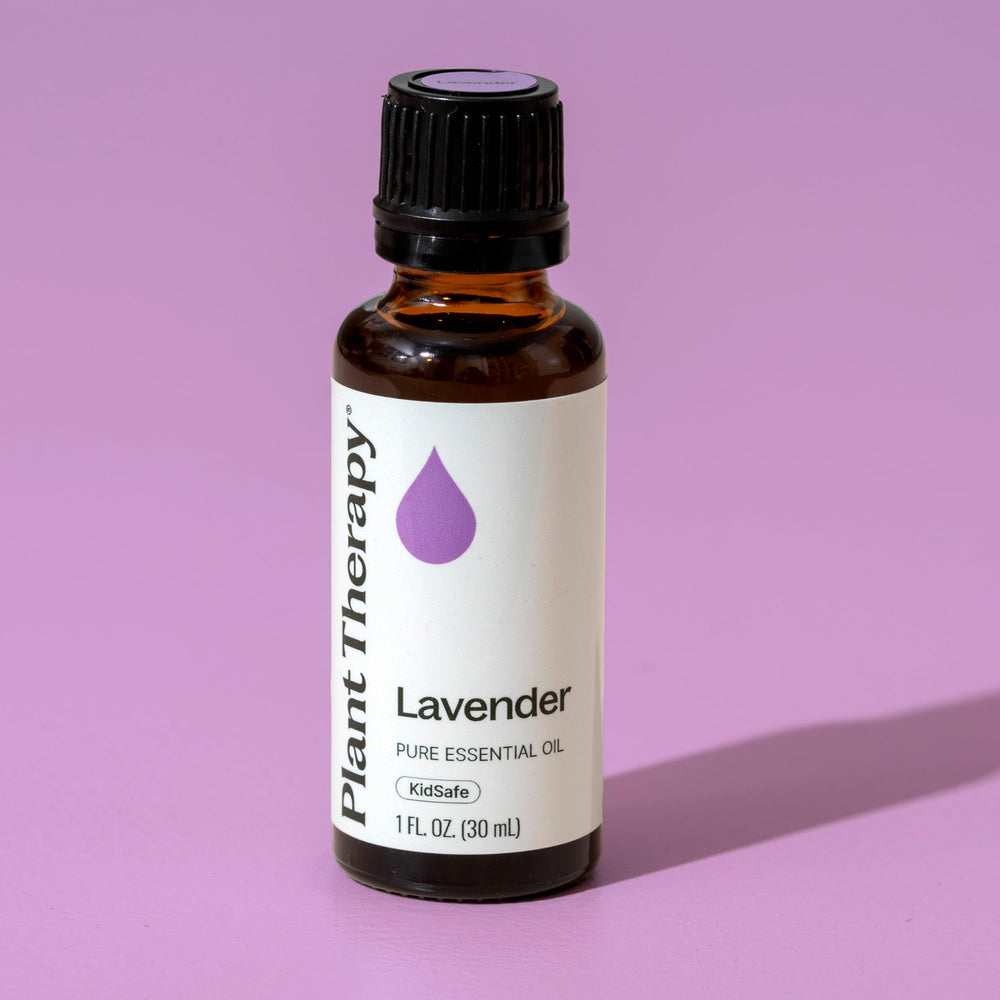 Hands apply Plant Therapy Lavender oil diluted for skin care.