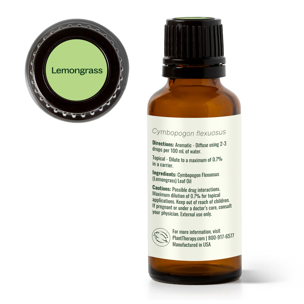 Plant Therapy Lemongrass aroma freshens rooms and boosts mood