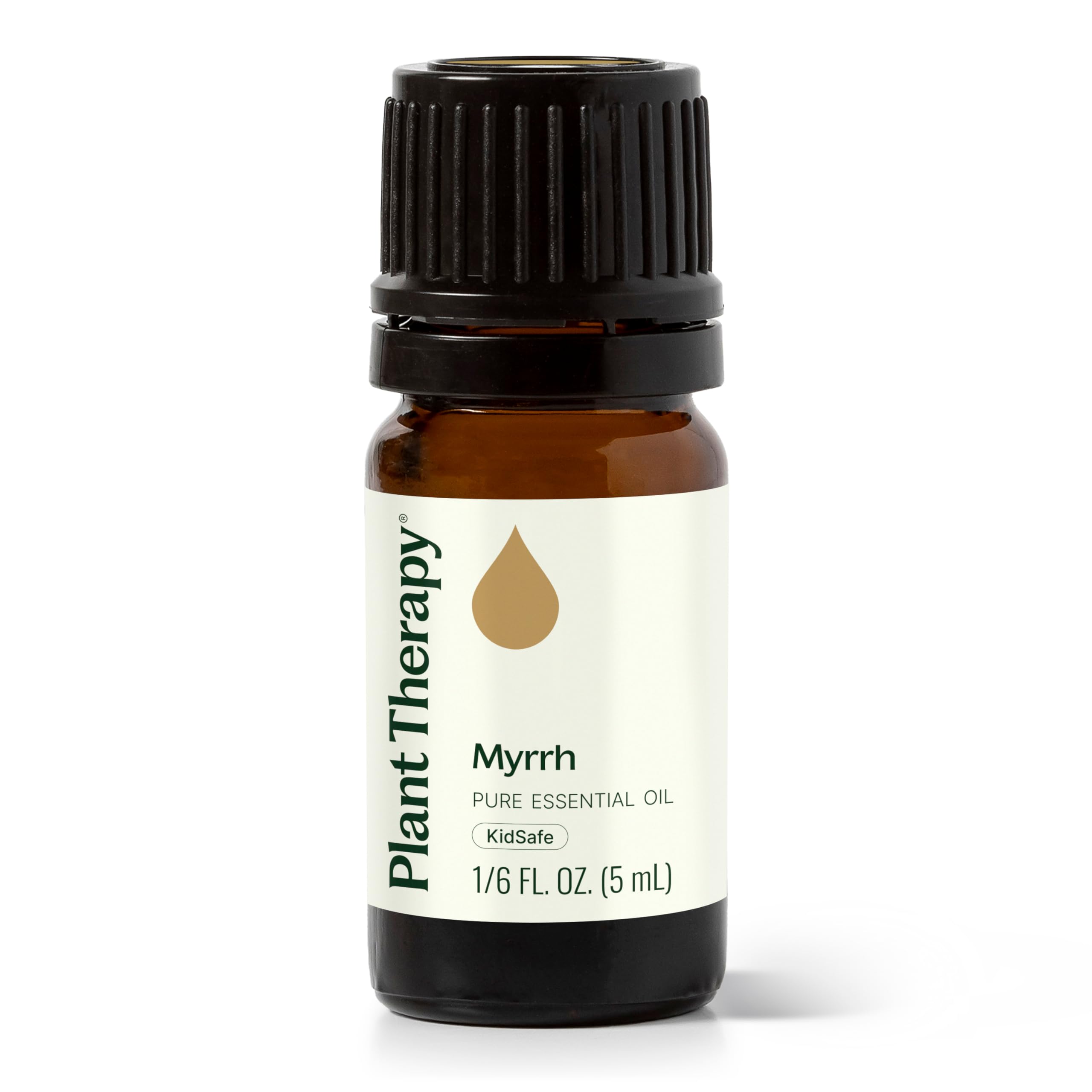 Plant Therapy Myrrh oil bottle with clear, pure aroma and quality indication