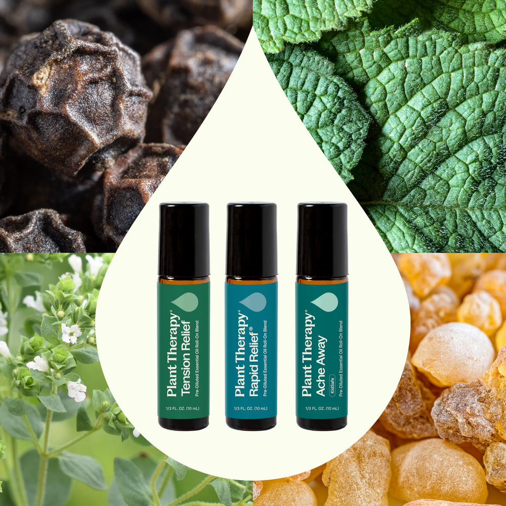 Plant Therapy Pain Support Tension Relief roll-on for head and muscle comfort.