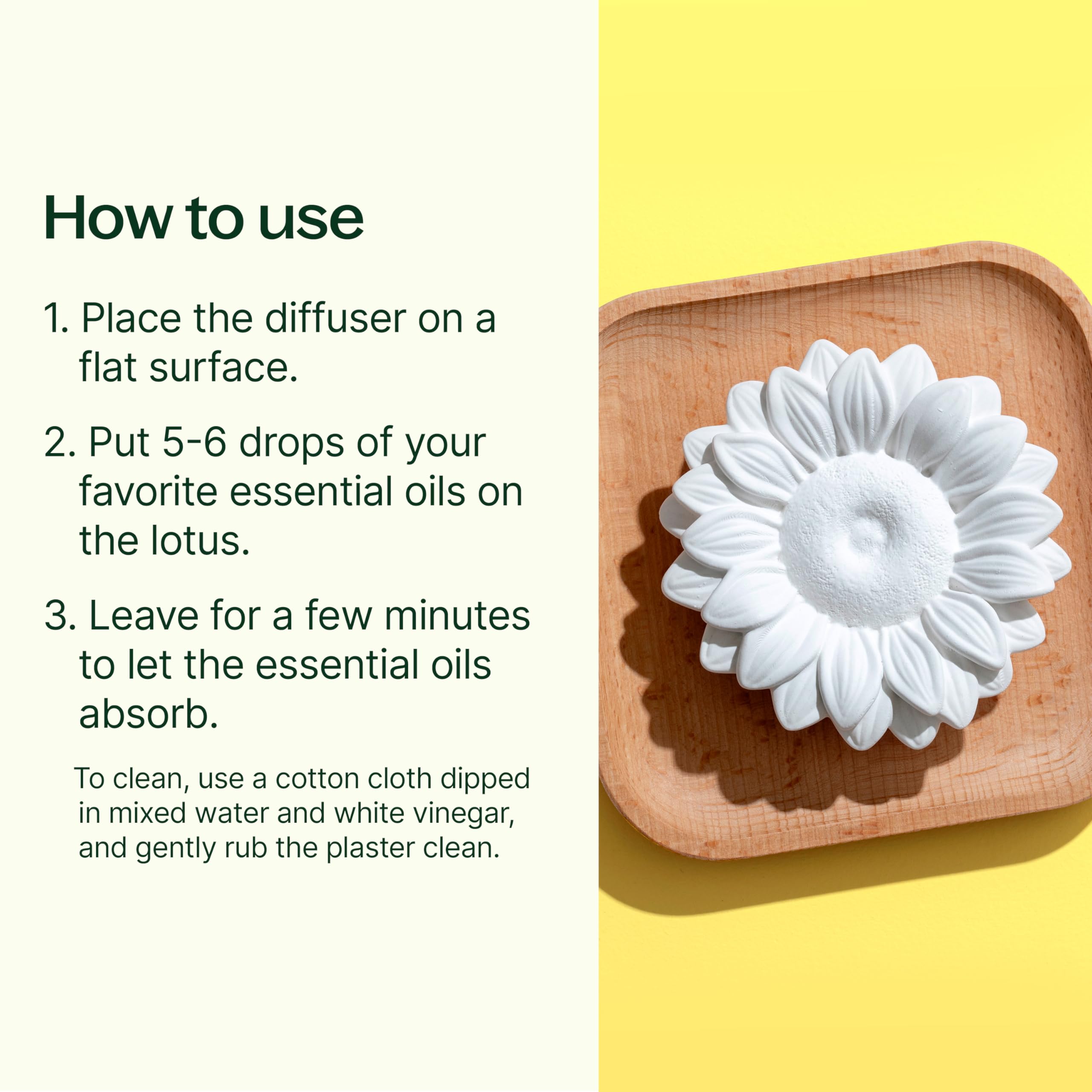 Plant Therapy Passive Sunflower Diffuser showing natural wood base for elegant decor.