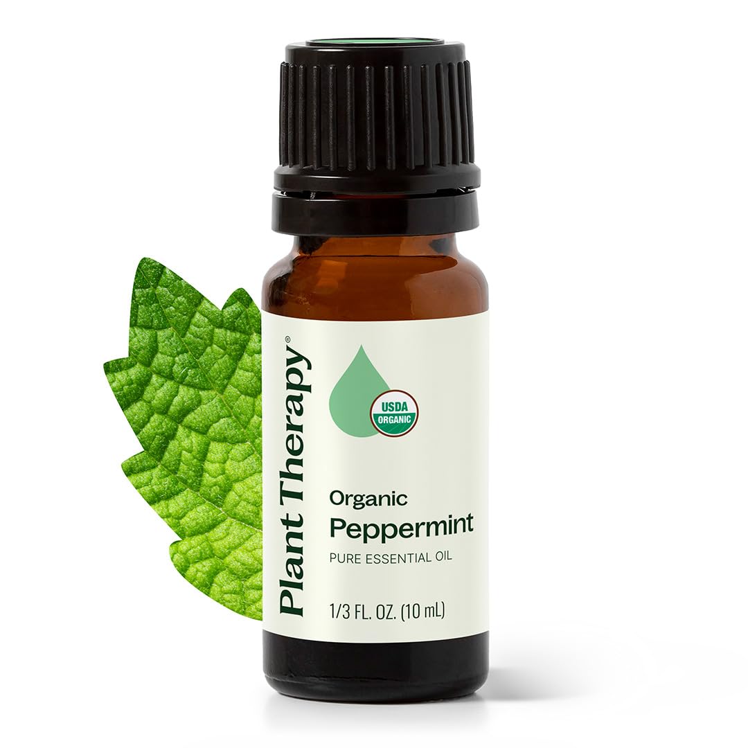 Plant Therapy peppermint oil bottle with a refreshing aroma for diffusers.