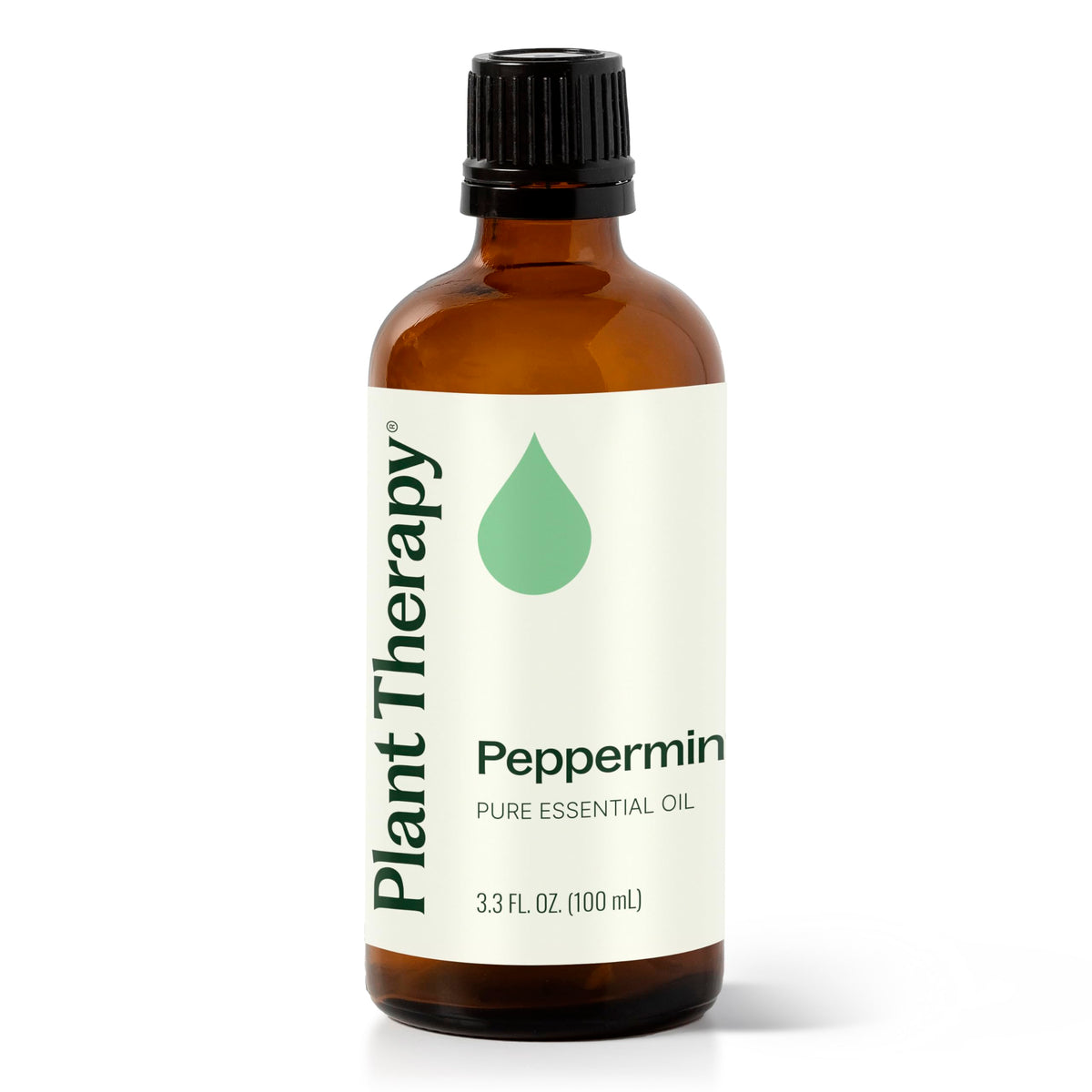 Plant Therapy Peppermint Oil bottle shows purity for diffusion and topical use.