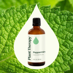 Peppermint oil on skin topically for refreshing cooling sensation with Plant Therapy.