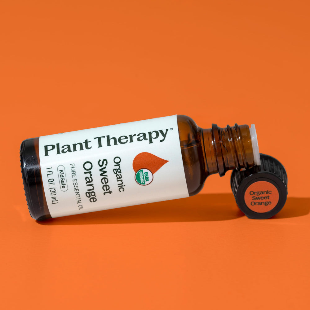 Plant Therapy Sweet Orange packaging with organic-certification badge
