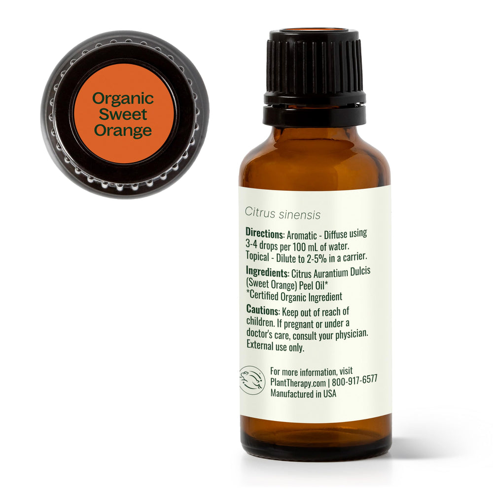 Plant Therapy Sweet Orange therapeutic-grade packaging on display