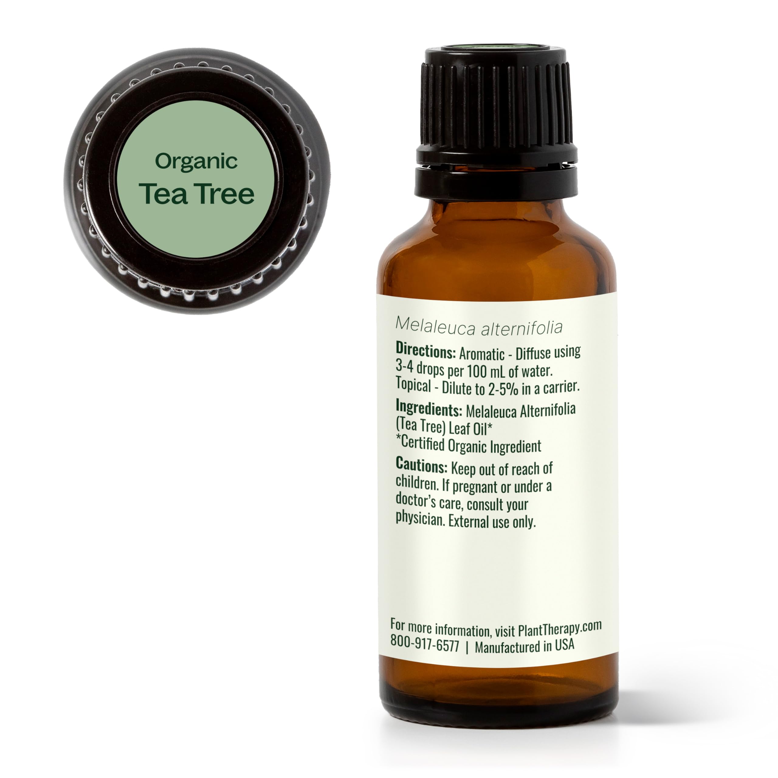 Plant Therapy Tea Tree Oil packaging showing ATTIA Code of Practice insignia