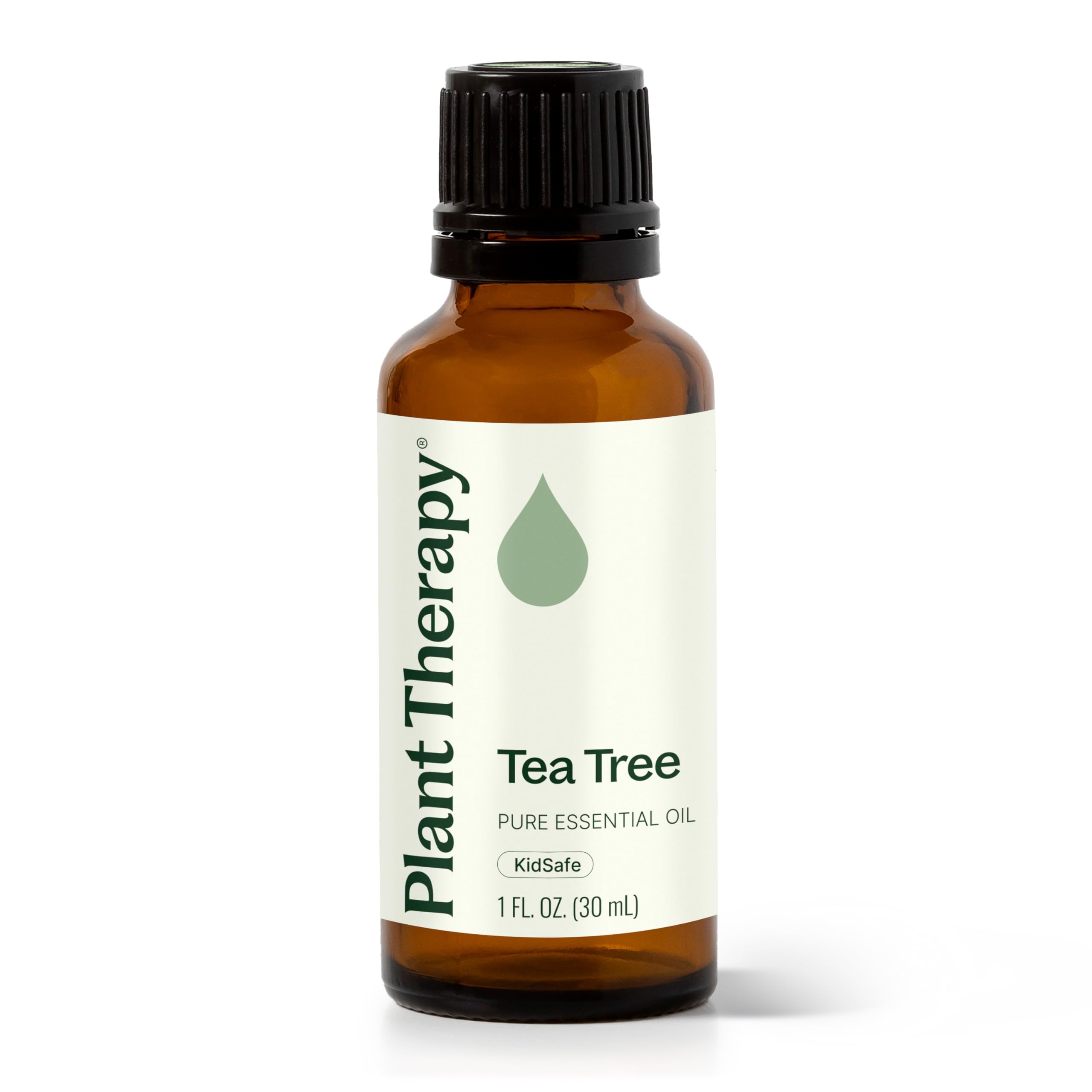 Plant Therapy Tea Tree Oil bottle in amber glass for versatile use.