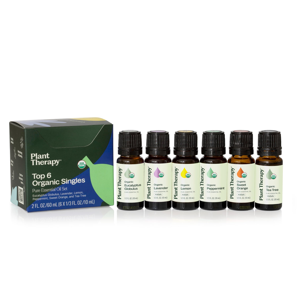 Plant Therapy Top 6 Organic Set Eucalyptus bottle for diffusion and mood support.