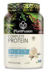 PlantFusion Complete Vegan Protein tub shown, perfect for shakes and baking.