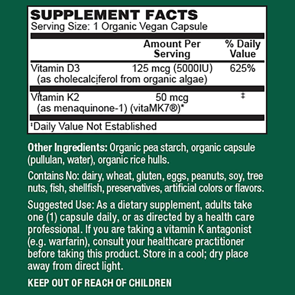 PlantFusion ingredients panel highlights algae-sourced D3 and vitaMK7 K2.