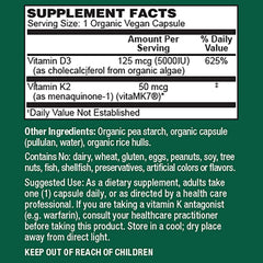 PlantFusion ingredients panel highlights algae-sourced D3 and vitaMK7 K2.