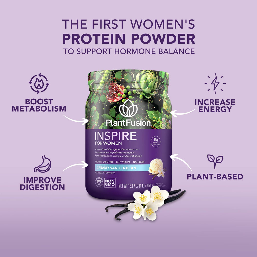 PlantFusion Inspire Women blender-stir glass demonstrates quick mix for convenient post-workout energy