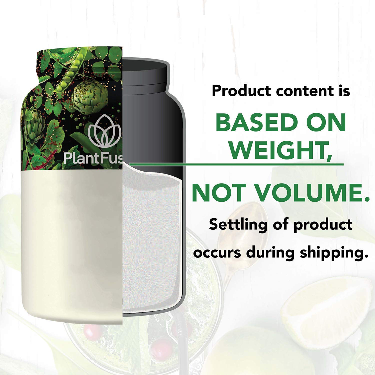 PlantFusion smoothie-ready mix swirling in blender communicates quick nutrition.