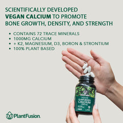 PlantFusion tablets closeup highlighting vegan calcium tablets for plant-based wellness