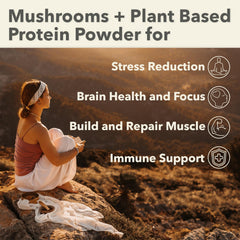 Close-up of the ten-mushroom blend showing diverse mushroom ingredients in PlantFusion formula.