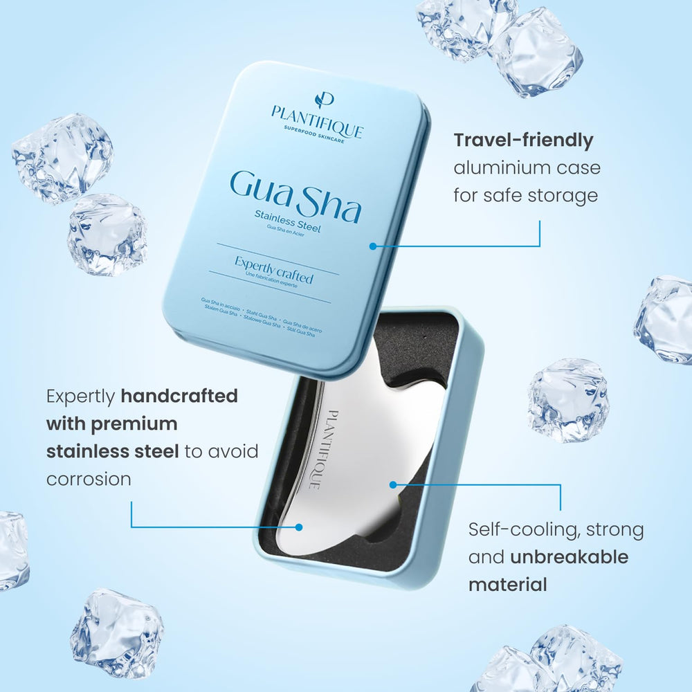 PLANTIFIQUE body Gua Sha enables full-body massage for relaxation and circulation.